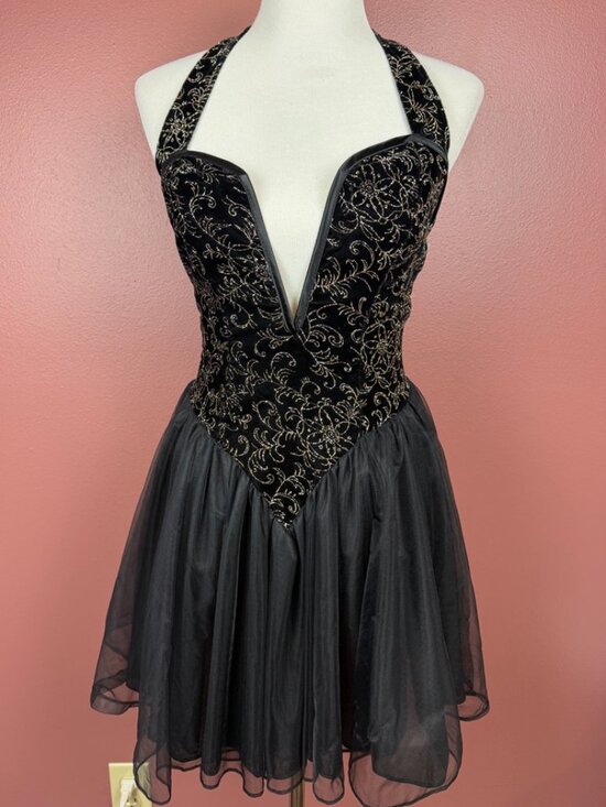 Frederick's of Hollywood Dresses & Skirts - Vintage Frederick's of Hollywood Halter Mini Dress with Deep V-Neck Mesh Back